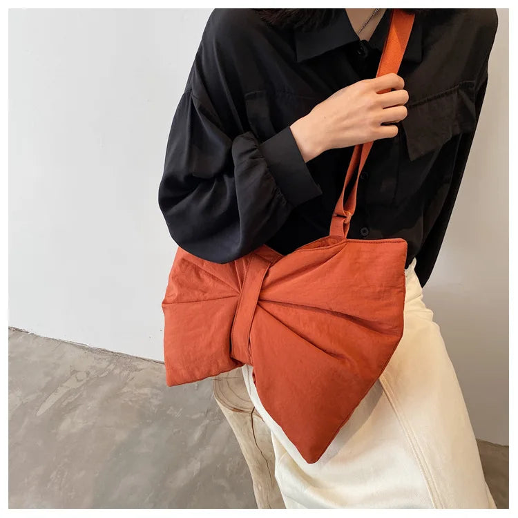 Soft Nylon Women's Portable Shoulder Bag Large Capacity Female Commute Crossbody Bags Simple Design Ladies Tote Purse Handbags