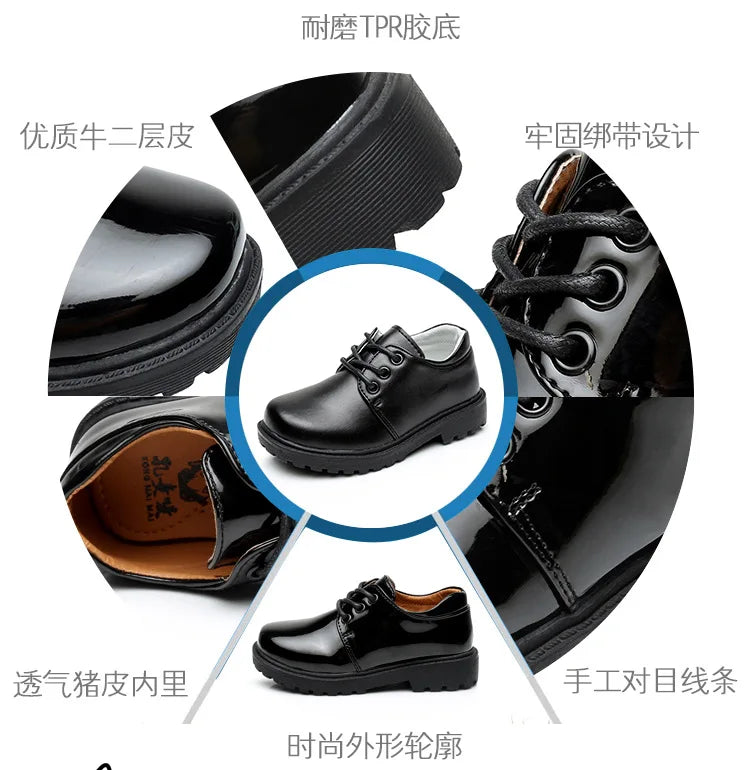 New Boys Leather Shoes British Style School Performance  Kids Wedding Party Shoes White Black Casual Children Moccasins Shoes