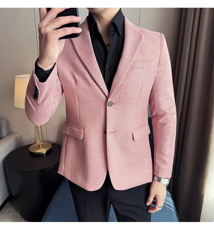 Men Suit Jacket Blazer Hombre High-quality Fashionable and Elegant Men Business Slim Fit Suit Jacket Social Party Formal Jacket
