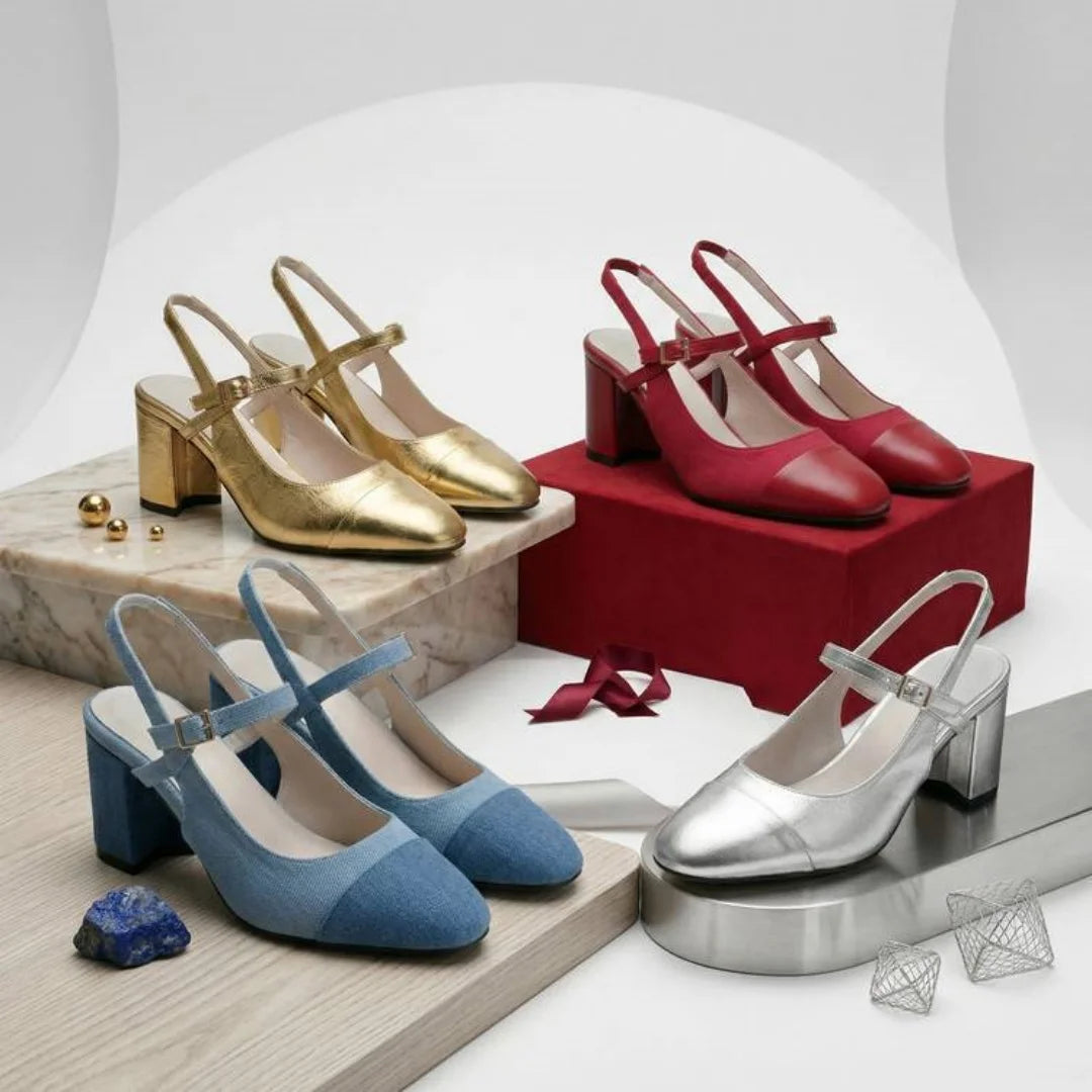 Mary Jane Colorful Leather Single Shoes Female Round Toe Back Empty Buckle Strap Women’s Sandals 7cm Chunky High Heels Office DE