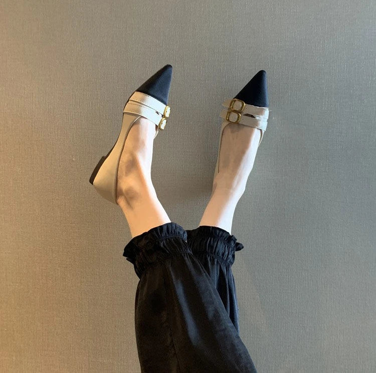 Ladies Summer Footwear Flat Office Black Shoes for Women 2025 Low Heel Elegant Pointed Toe Flats Beau Today High Quality 39 Shoe