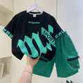 Casual New Boutique Boys Fashion Clothing Short Sleeve Pullover Letter T-Shirt Tops+Pocket Shorts 2pcs Korean Kids Sport Outfits