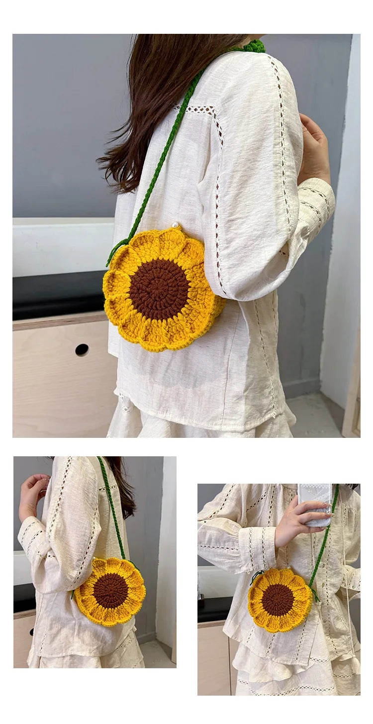 Ladies' Crossbody Bags New Handmade Woven Flower Kawaii Sweet Shoulder Bags High-quality Luxury Brand Crossbody Bags For Girl
