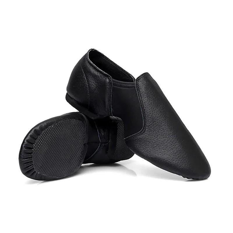24-44 Coupons Women's Slip on Sneakers Genuine Leather Dancing Shoe for Men Adult Kids Girls Black sports Boots Jazz Dance Shoes