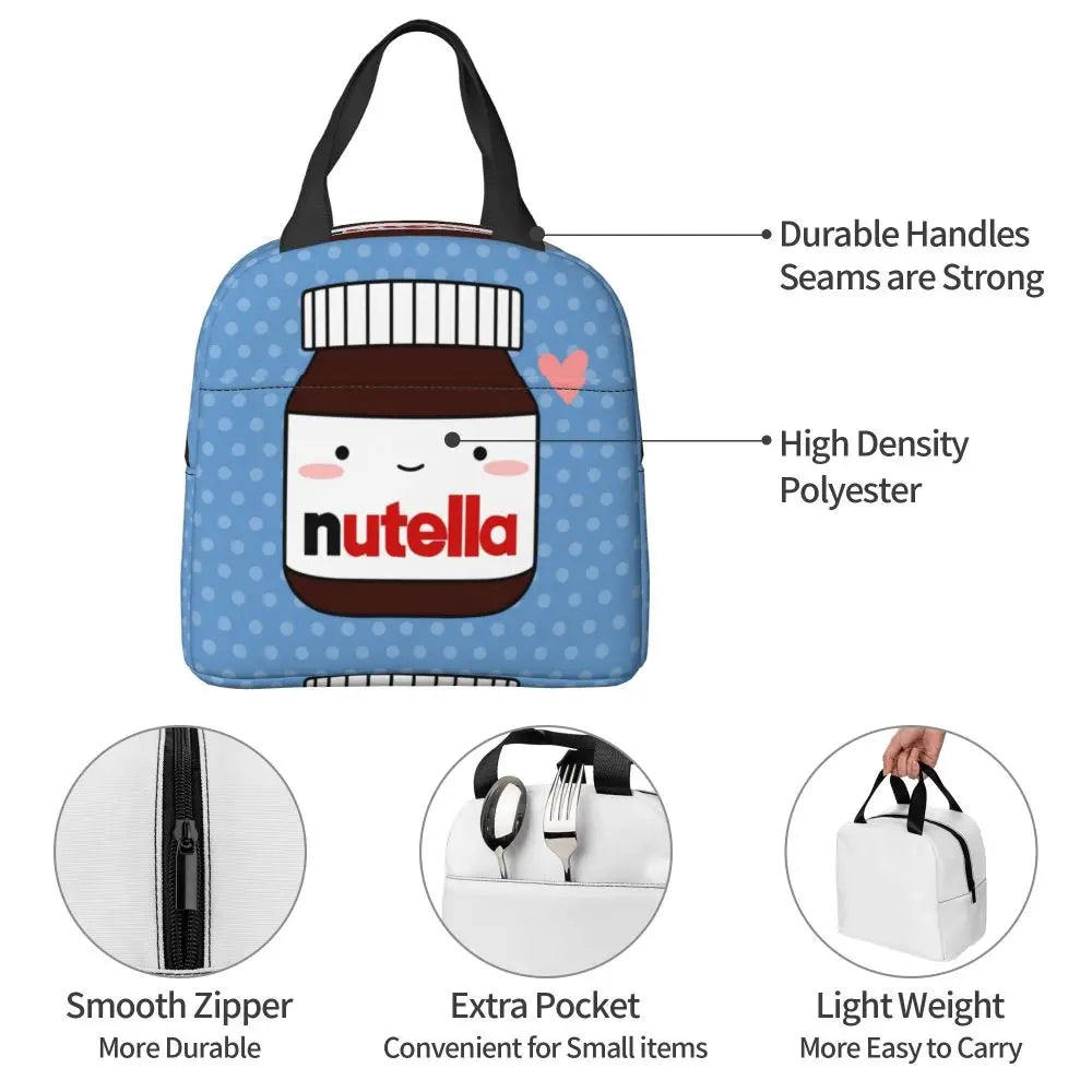 Custom Italy Nutellas Thermal Insulated Lunch Bag Women Portable Lunch Container for Outdoor Picnic Storage Food Box
