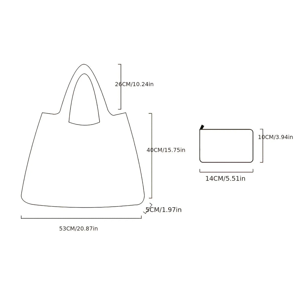 Large Foldable Shopping Bag New Fashion Reusable Grocery Storage Bag Nylon Portable Shoulder Handbag for Travel Pocket Tote Bag