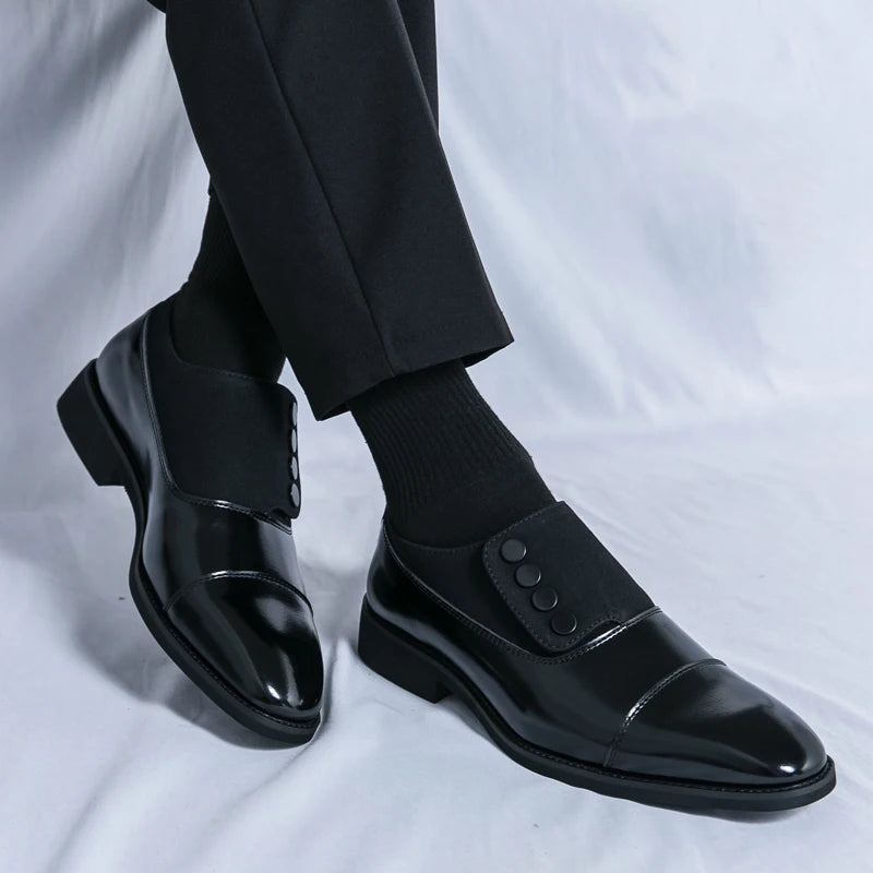 High End Brand Men's Leather Casual Shoes Office Men's Business Shoes Luxurious Banquet Pointed Toe Shoes for Wedding Brown