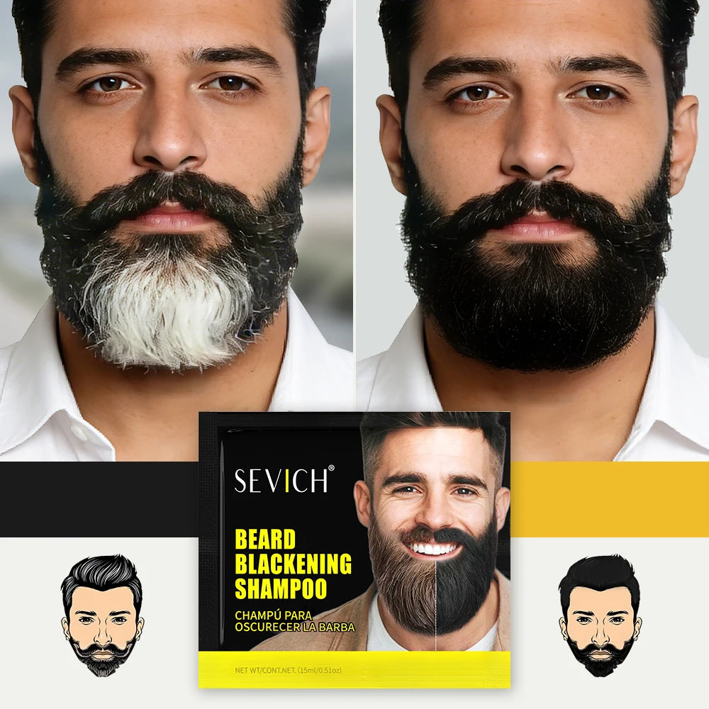 5PCS Natural Beard Hair Dye Shampoo Portable 5 Minute Instant Blackening Color Tint Cream Moustache Shampoo For Men Dropshipping