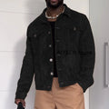 Men's Jacket Streetwear Jackets for Man Single-breasted Suede Fabric Fashion Suit Chest Button Pockets Lapel Casual Suits Blaz