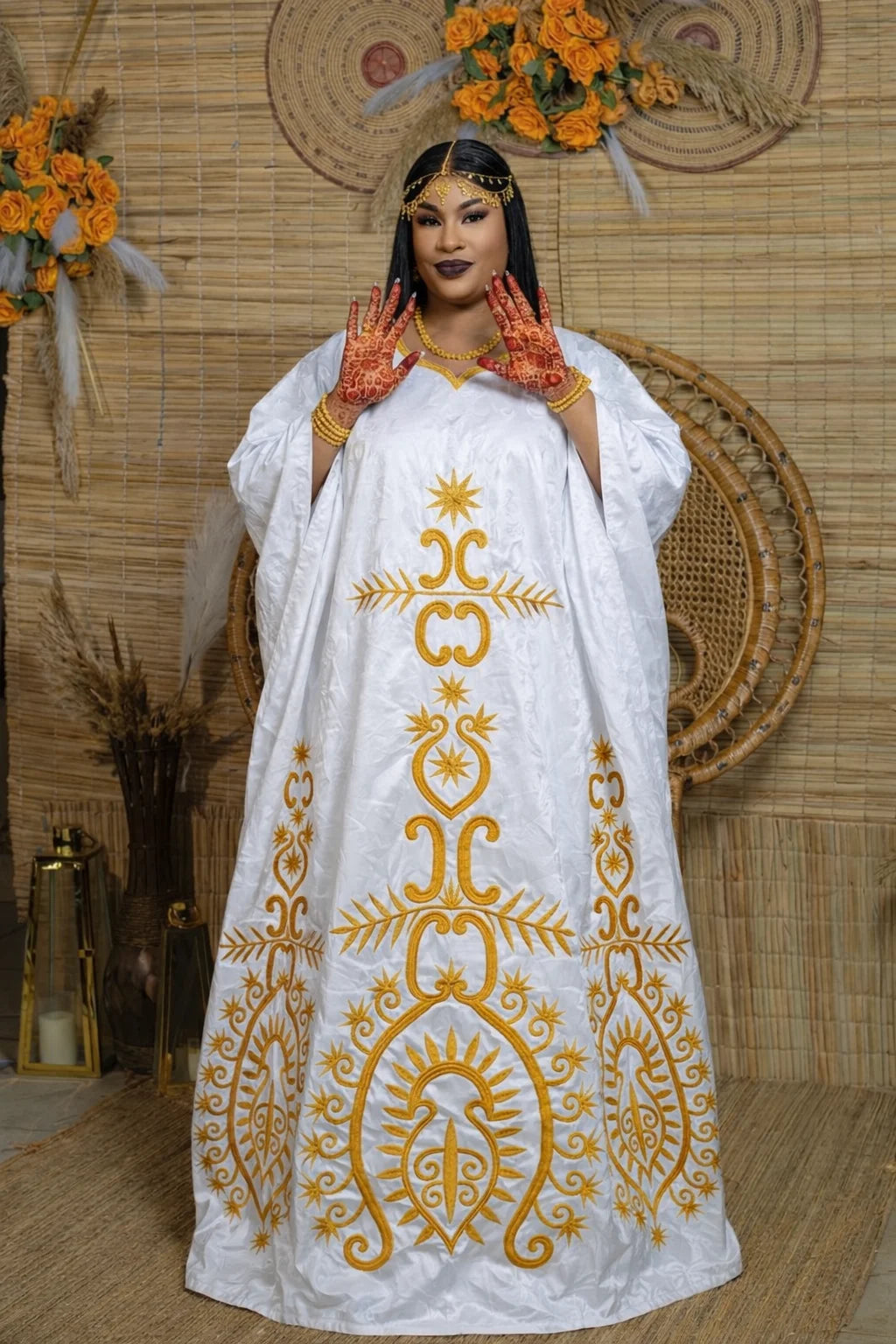 White And Gold African Women Bazin Riche Boubou Dress Original Nigeria Basin Rich Wedding Party Dashiki Gown Shining Robe