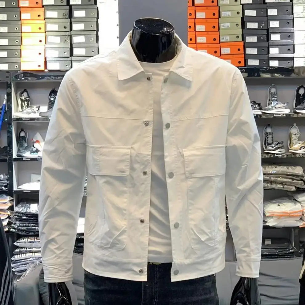 Men Casual Loose Workwear Jacket Long Sleeve Coat Multiple Colors