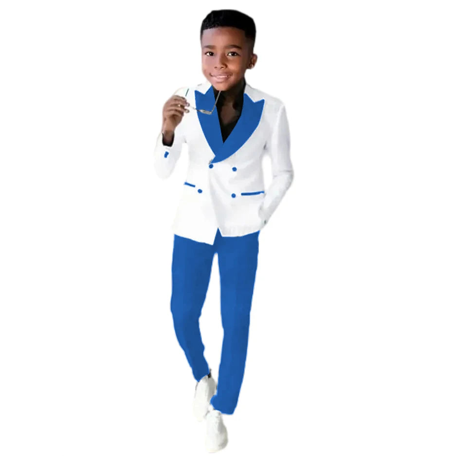 2-16 Years Old Suit For Boys Wedding Tuxedos Jacket Pants 2 Pieces Double Breasted Kids Child Clothes Party Suits