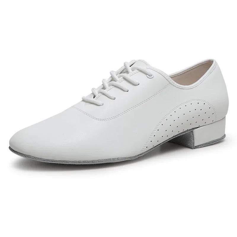 Men's white new leather Latin dance shoes Modern dance hall tango men's national standard dance shoes men's sports shoes