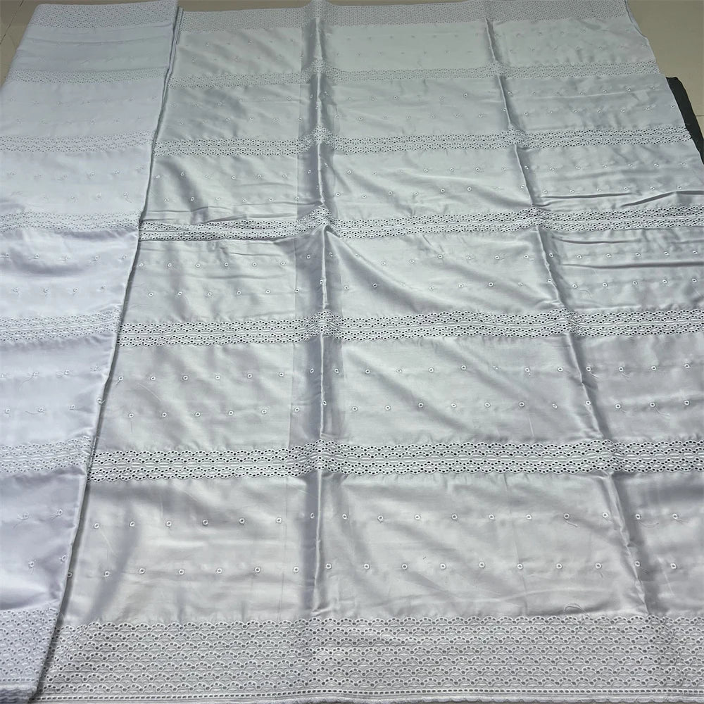 2026 High-Quality African Nigerian Tulle Lace Fabric for Dress Sewing Pure Embroidery Damask Cotton Wedding Party 5Yard hz1413