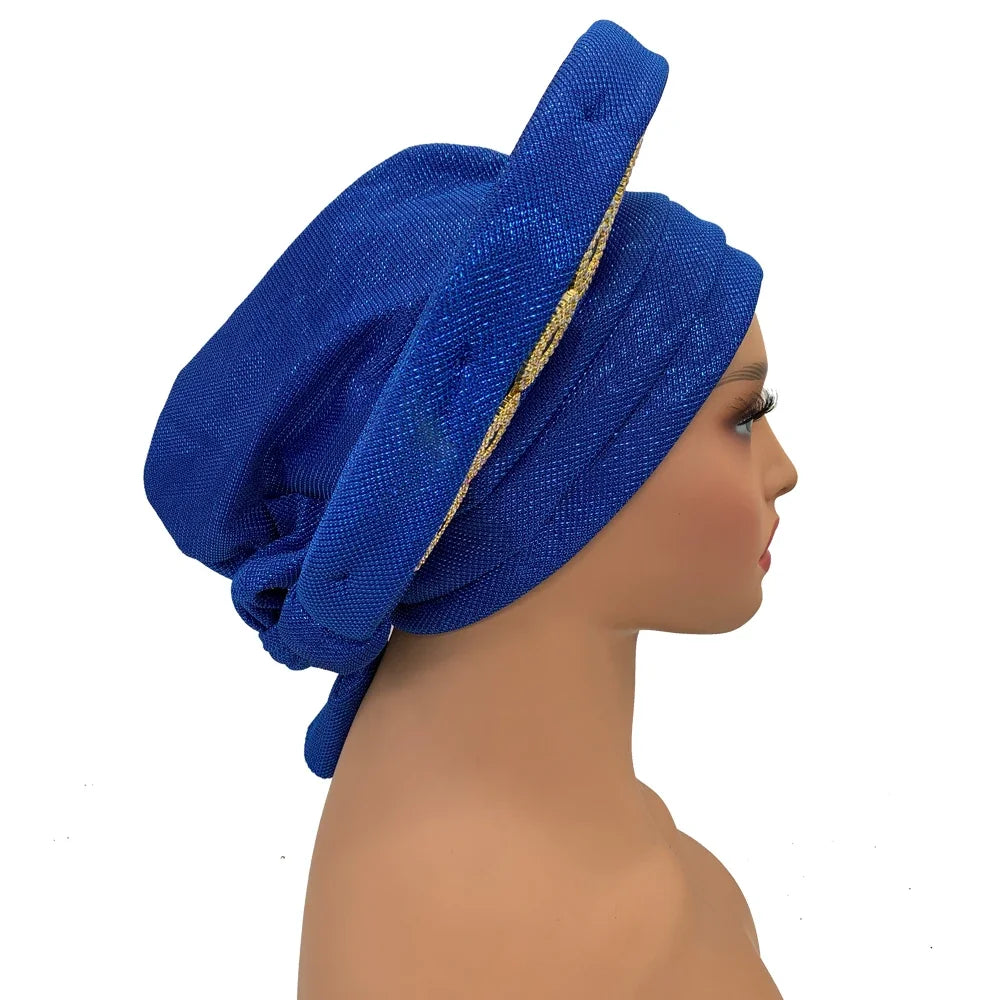 Nigeria Wedding Geles Party Headpiece Turbante Mujer Fashion African Auto Gele Headtie Women's Head Wraps