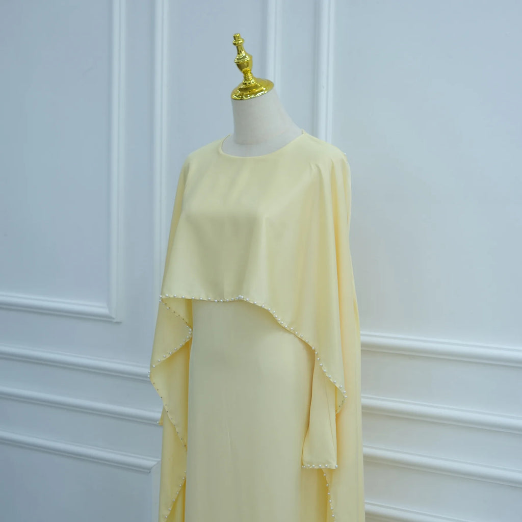 Muslim Dresses Women's Traditional Dresses And Abayas Eid Dubai Evening Dress Pearl Beaded Luxurious Robe Islamic Clothing