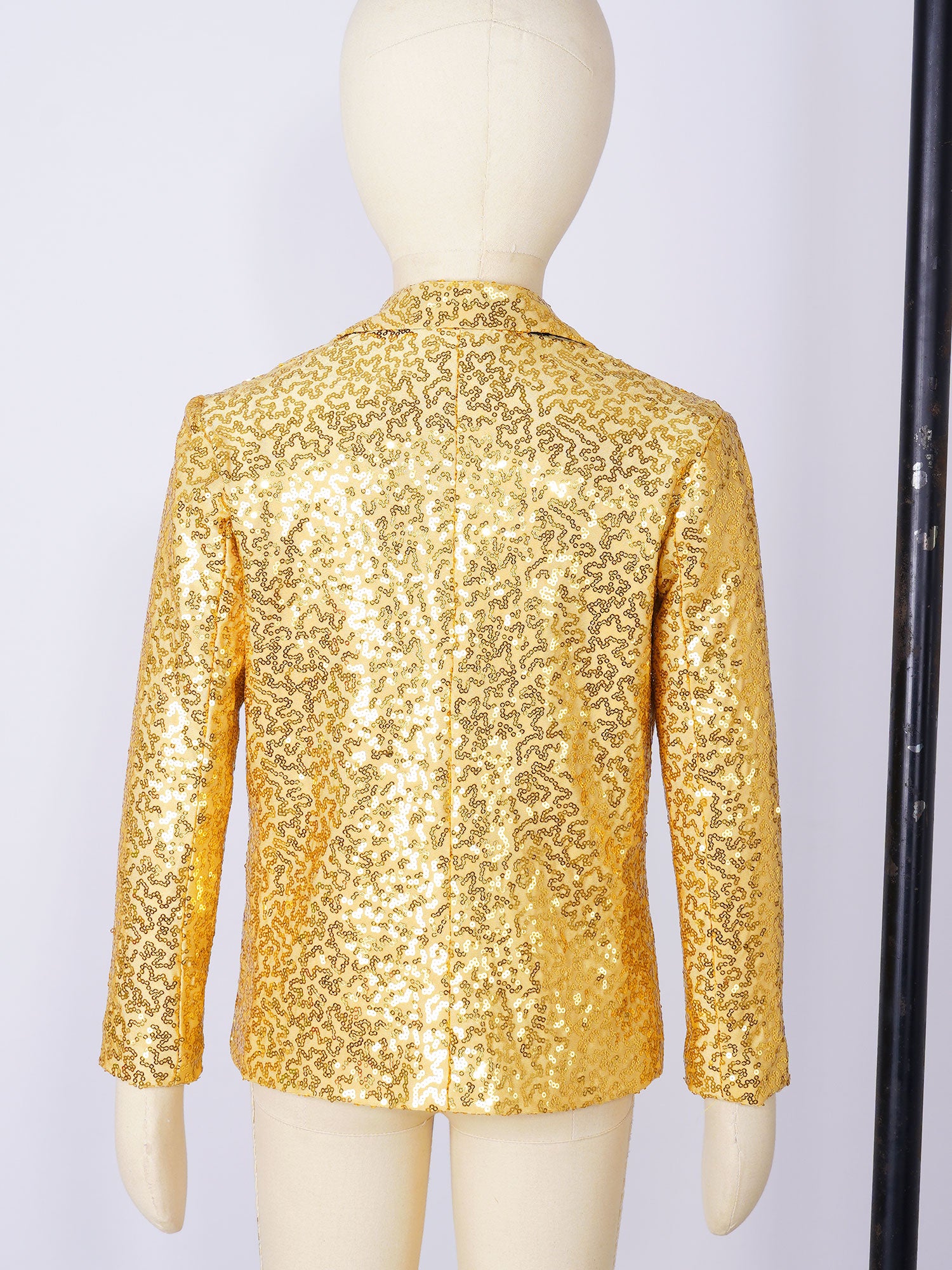 Kids Boys Fashion Shiny Sequins Lapel Suit One Button Jacket Coat Blazer Tuxedo for Wedding Birthday Party Stage Performance