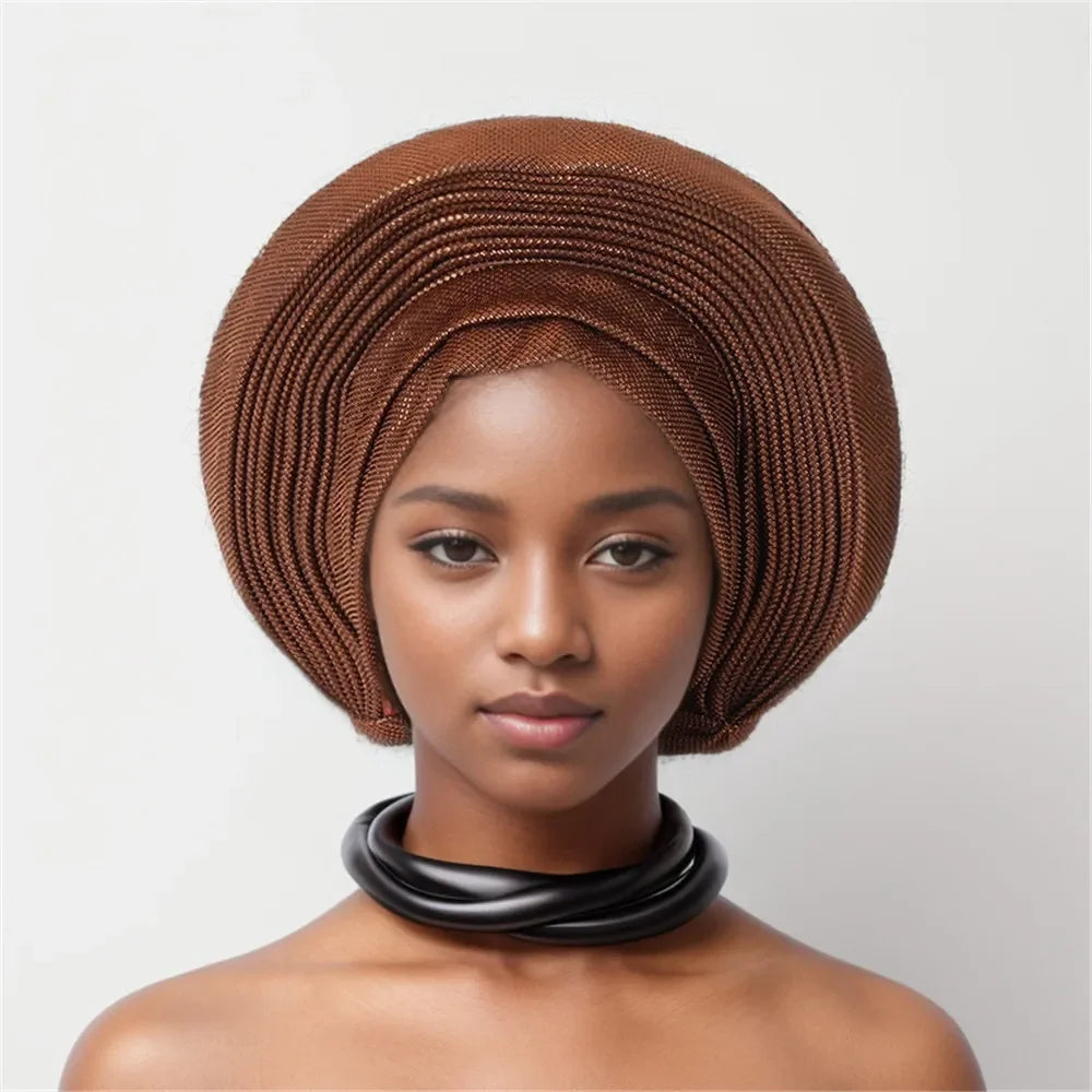 Nigeria Head Ties Wedding Party Headgear Elegant African Headtie Turban Already Made Women's Auto Gele Female Head Wraps