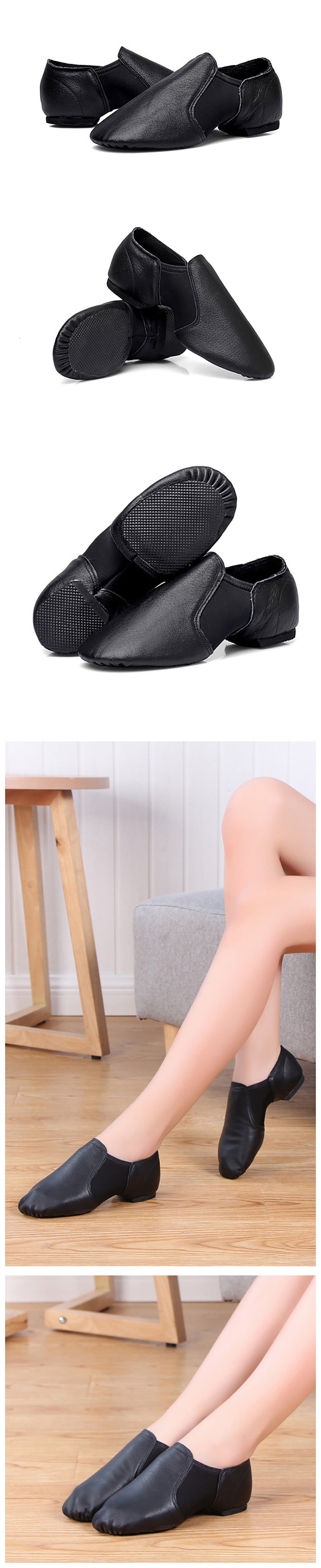 24-44 Coupons Women's Slip on Sneakers Genuine Leather Dancing Shoe for Men Adult Kids Girls Black sports Boots Jazz Dance Shoes
