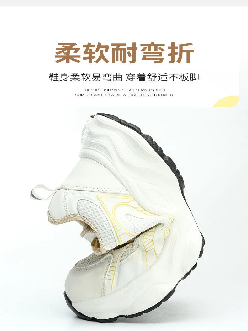 Women's safety shoes with steel toe caps, anti smashing and anti puncture rotating buttons, no tie up, hot selling shoes