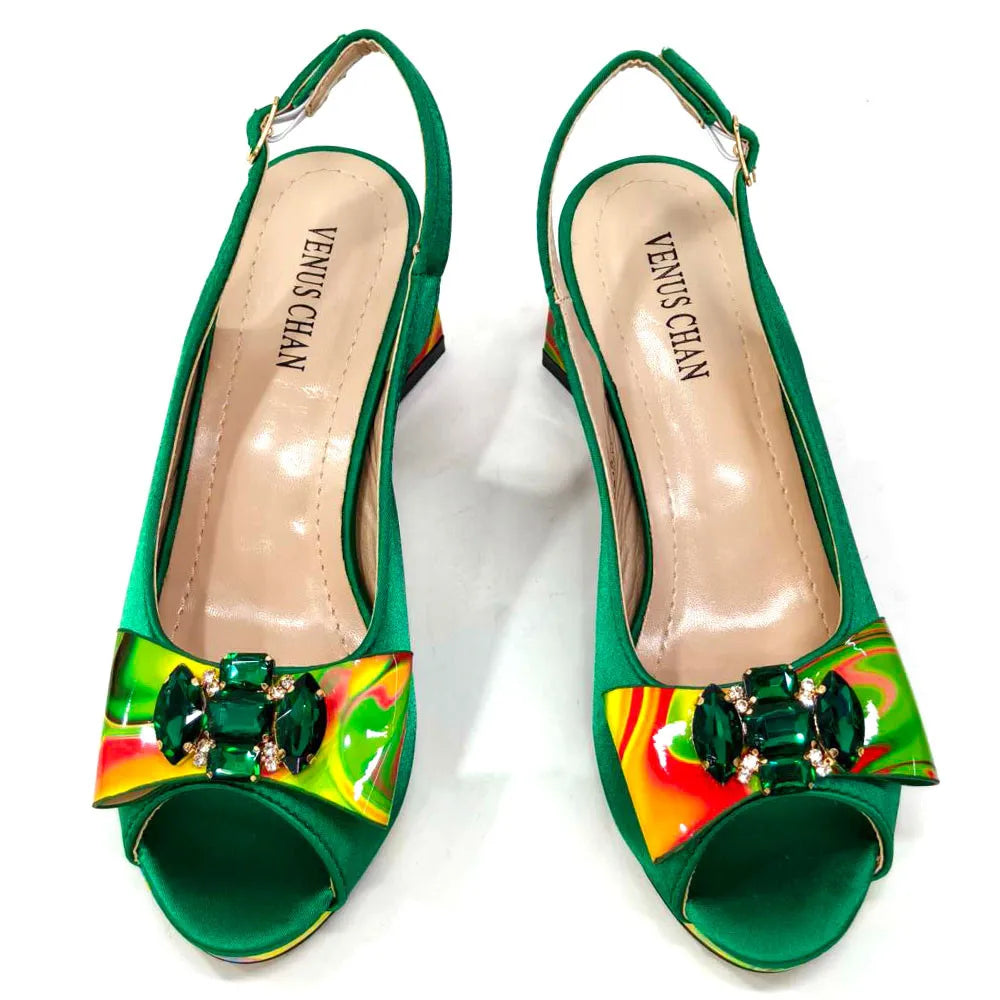 Sandals Woman Summer Ladies Shoes and Bag Decorated with Rhinestone Women Shoe and Bag Set for Party In Women Nigerian Shoe Bag