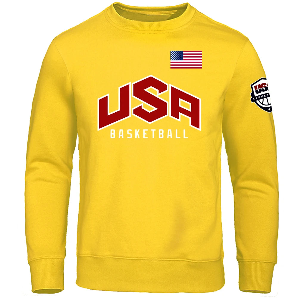 Basketball U S A Streetwear Printing Men Sweatshirt O-Neck Pullover Hoody Fashion Casual Clothing Loose Oversized Tracksuit Man