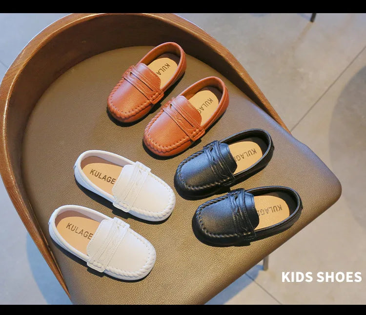 Boy Leather Shoe Fashion Solid Color Versatile Kids School Causal Single Shoes Breathable Non-slip Children Slip-on Flat Loafers