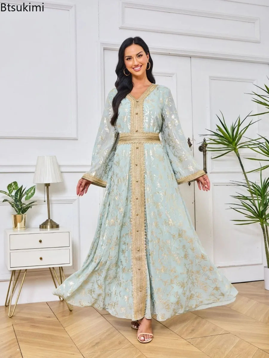 Summer Elegant Print Dress for Women Muslim Abaya Long Dress Dubai Party Evening Dress Islamic Turkey Kaftan Femme Vestidos Robe
