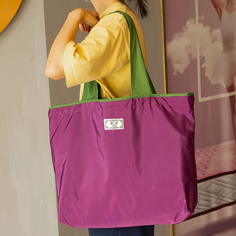 Nylon Supermarket Shopping Bag,Reusable Grocery Bags- Large Capacity Foldable Grocery Tote with Adjustable Shoulder Strap