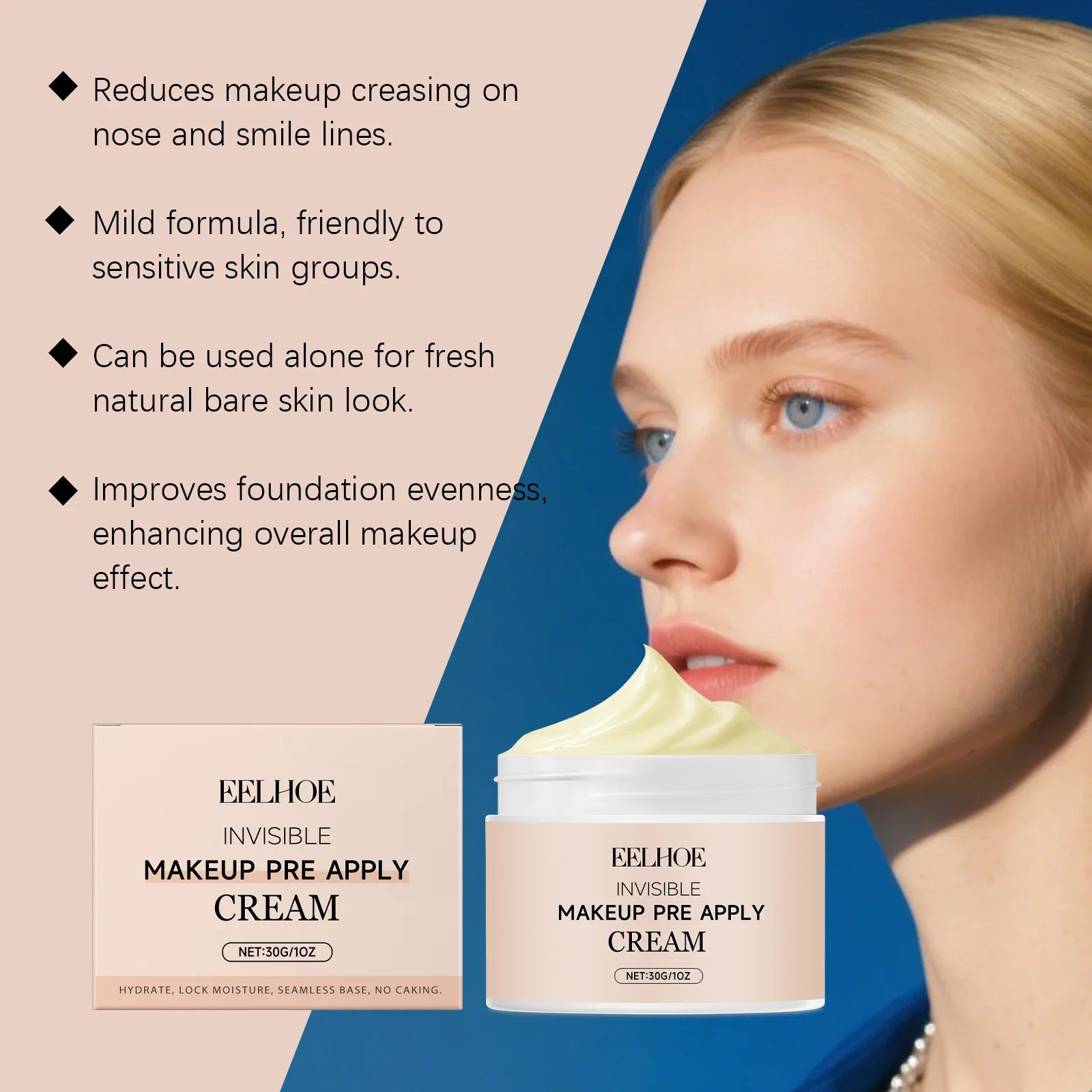 Pre Primer Invisible Makeup Waterproof Minimize Pore Brightening Skin Tone Natural Isolation Pre Apply Cream Primer Makeup 30g