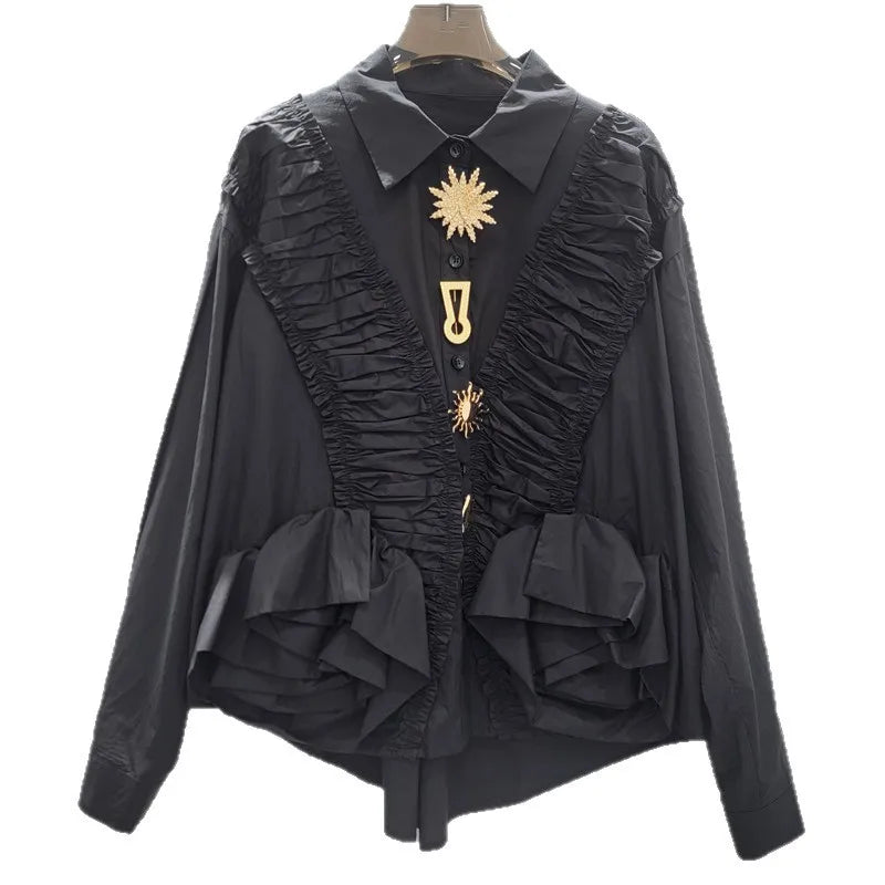 2026 Blusas Mujer De Moda Vintage Long Sleeve Loose Shirts Women Clothing Japanese Blouses Tunic Folds Ruffles White Blouse Tops