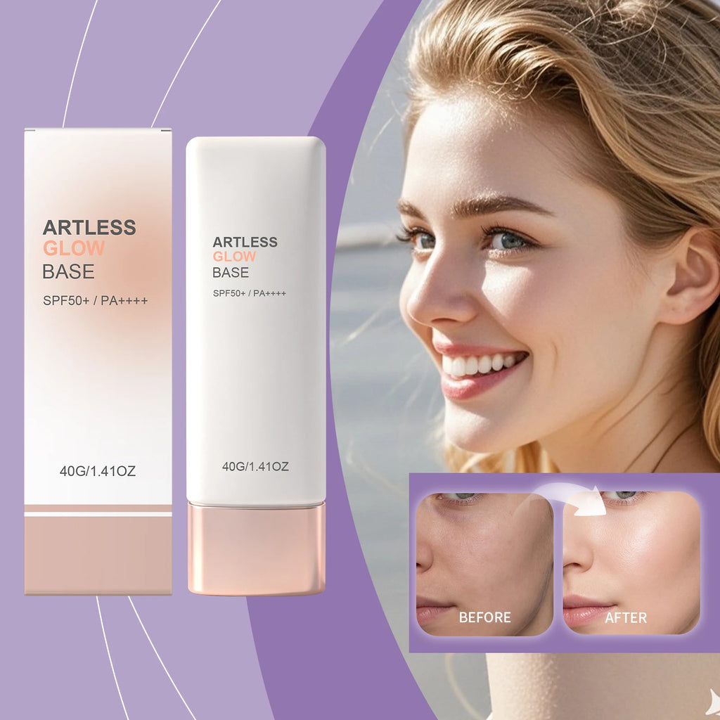 SPF50+ Sunscreen Primer Makeup Base with Niacinamide Panthenol Invisible Face Sun Protection Cream Broad Spectrum Moisturizer