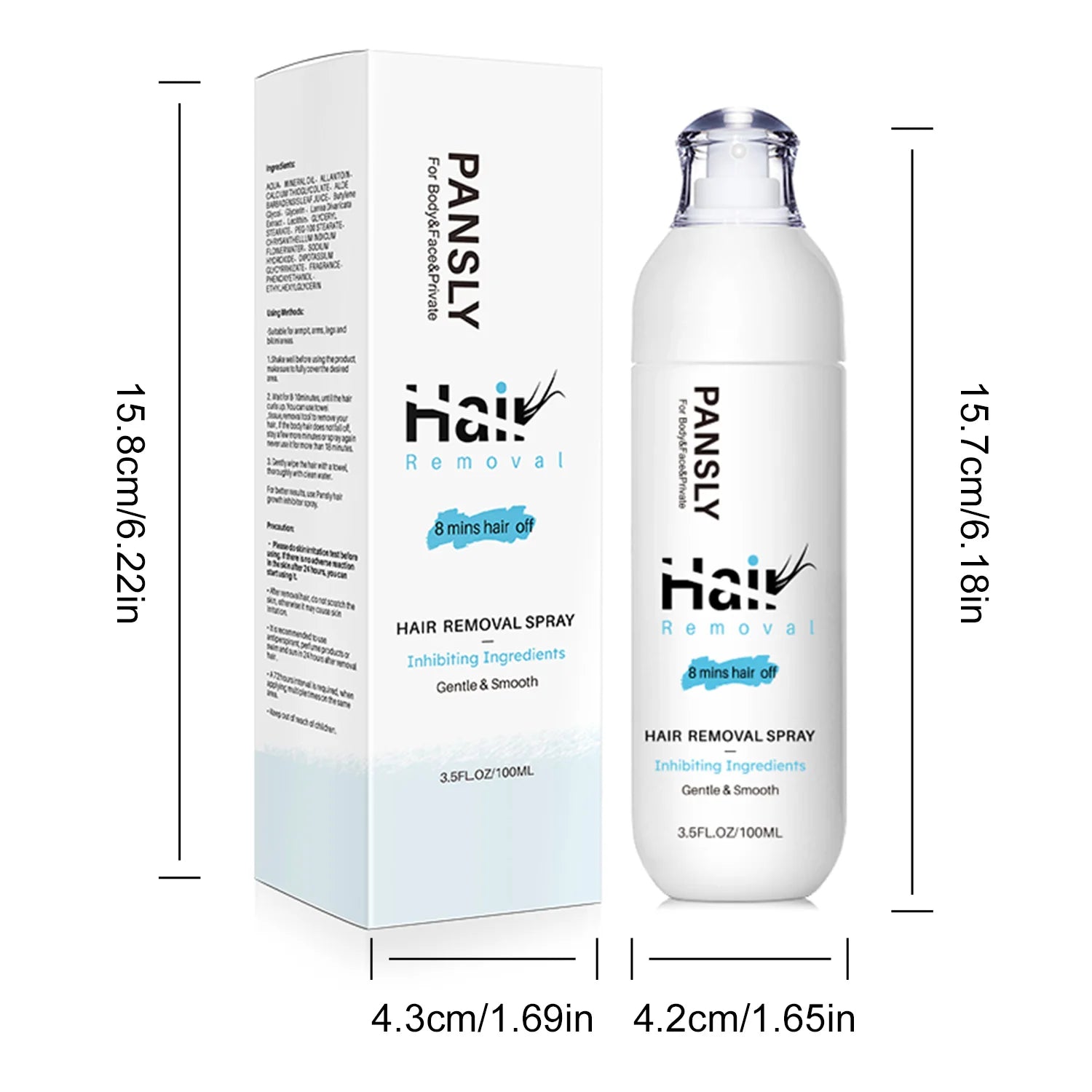 100ML Hair Removal Spray Intimate/Private Pubic And Bikini Area Painless Depilatory Inhibits Hair Growth Skin Silky Smooth