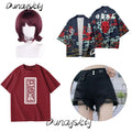 Girls Band Cry Nina Iseri Cosplay Costume Set T-shirt Cardigan Short Pants Low Bun Brown Wig Anime Idol Costumized Outfit