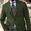 Men's Blazer Retro Herringbone Jacket Formal Office Workwear Steampunk Coat 2024 New Wool Men's Jacket