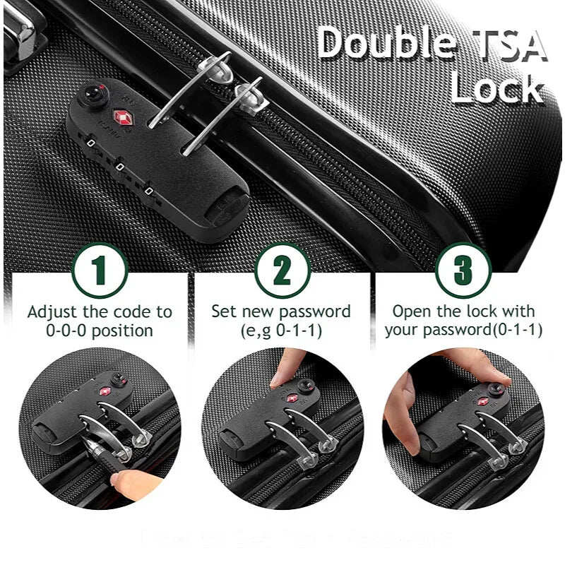 3-Piece Luggage Set Travel Lightweight Suitcases with Rolling Wheels, TSA lock & Hardside Corner, Family Travel Luggages Sets
