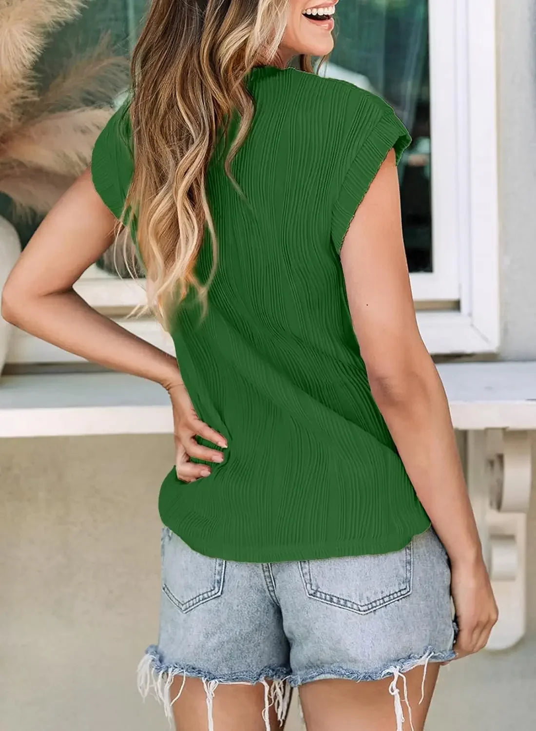 2025 Summer New Womens t-shirt Short Sleeve Textured Tops Crewneck Knit Solid Loose Casual Basic T Shirts Tee Blouses