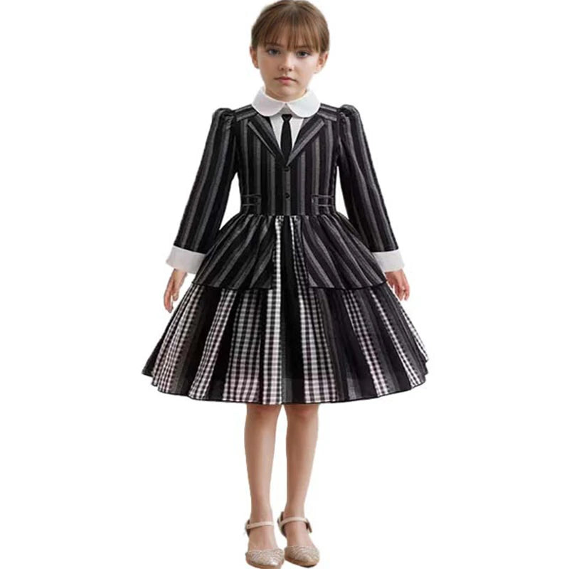 Girls Party Dress  Girl Clothing Elegant Ball Gown Black Stripes Girls Princess Dress Carnival Birthday Party Role Play Dress