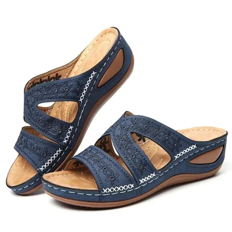 Summer Women Wedge Sandals Premium Orthopedic Open Toe Sandals Vintage Anti-slip Leather Casual Female Platform Retro Shoes