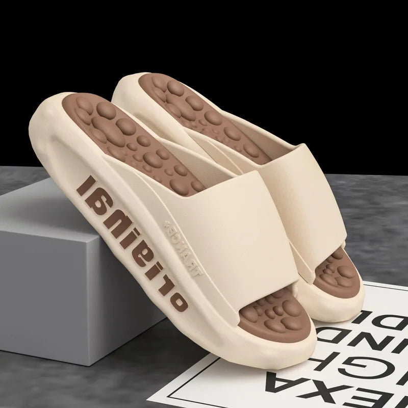 Men's Summer Massage Slippers Male Indoor Home EVA Soft Bottom Anti-skid Slippers One Line Slippers Men Women Casual Shoes