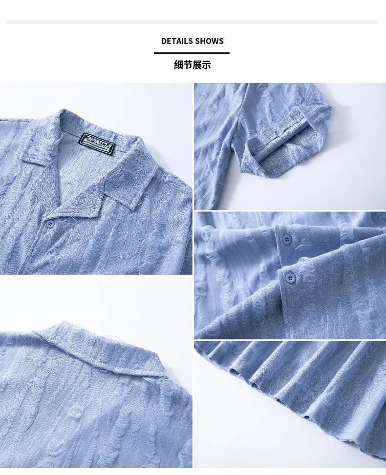 2026 Men's Summer Shirts Top Solid Turn-Down Collar Short Sleeve Shirt for Men Loose Half Sleeved Non Ironing T-shirt Male New