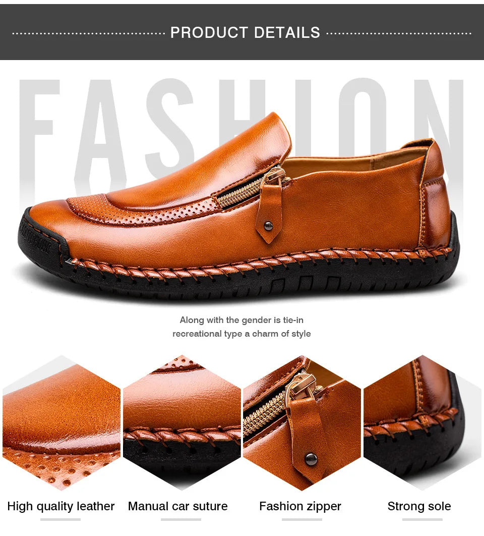 Handmade Leather Men Shoes High Quality Men Loafers Comfortable Soft Sole Walking Shoes Hot Sale Moccasins Men Driving Shoes New