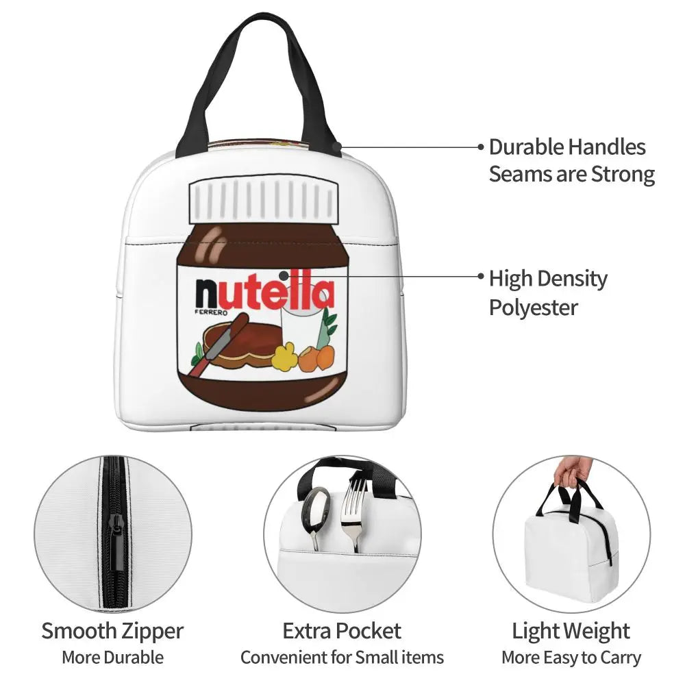 Custom Italy Nutellas Thermal Insulated Lunch Bag Women Portable Lunch Container for Outdoor Picnic Storage Food Box