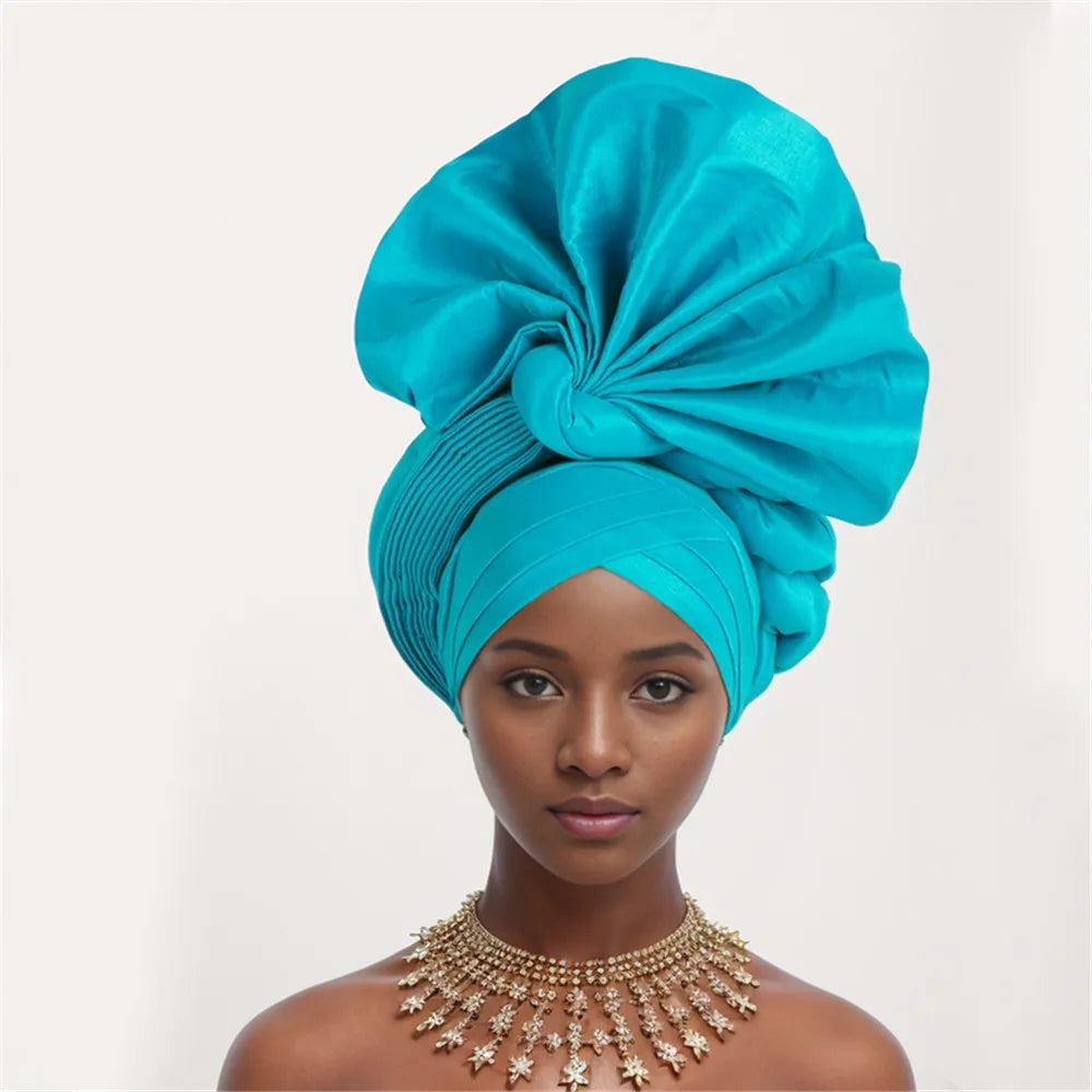 African Auto Gele Headtie Nigeria Women's Head Wraps Wedding Party Headpiece Women Turban Cap