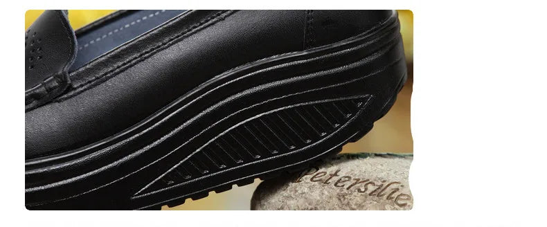 Women's shoes Genuine leather women's nurse shoes rocking shoes platform casual slope heel work shoes platform shoes