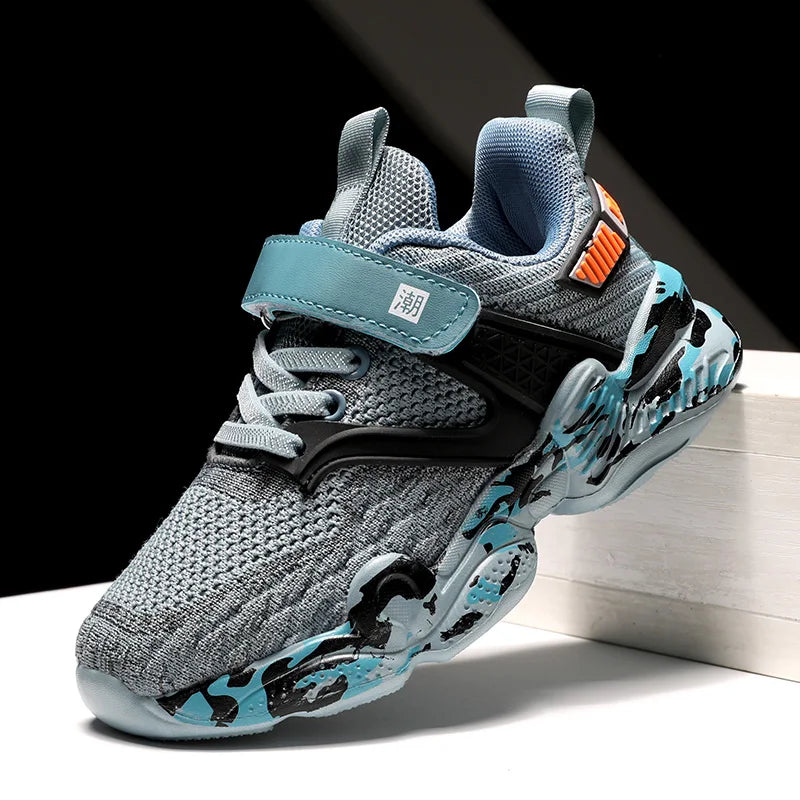 2025 New Kids Shoes Boy Sneaker Knit Platform Breathable Summer School Children Sports Shoes Fashion Tennis Shoes for Boy