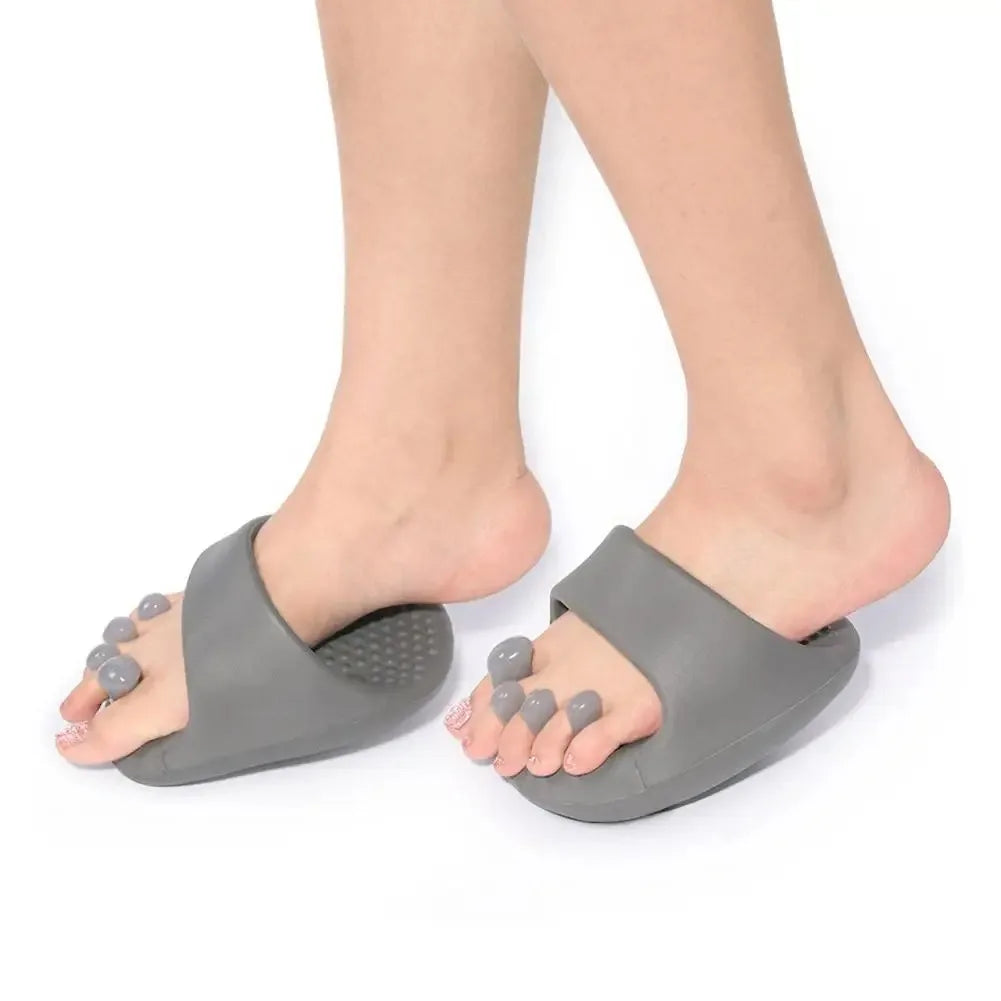 Women's Arch Support Massage Slippers Thick Soled Slide Sandals Shaking Slimming Shoes Postpartum Leg Massage Foot Relief