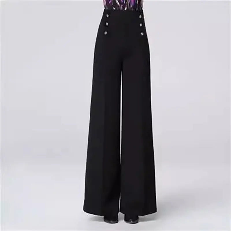 Modern Dance Pants New Female Latin Dance High Waist Wide Leg Trousers National Standard Ballroom Dance Pant Practice Competitio