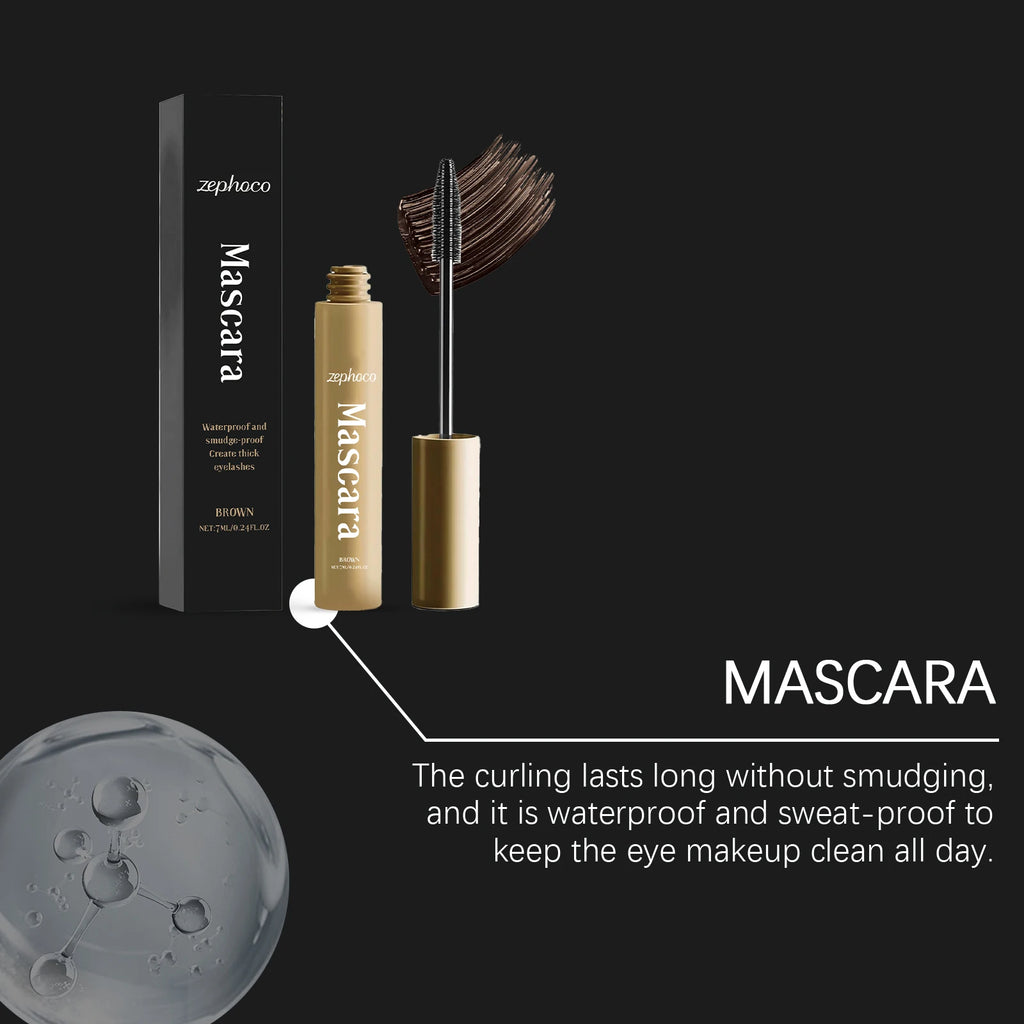 Brown Mascara Natural Curls Long-Lasting Makeup Waterproof Sweatproof Lengthens Eyelashes Anti-Fouling Eye Black Eye Cosmetics