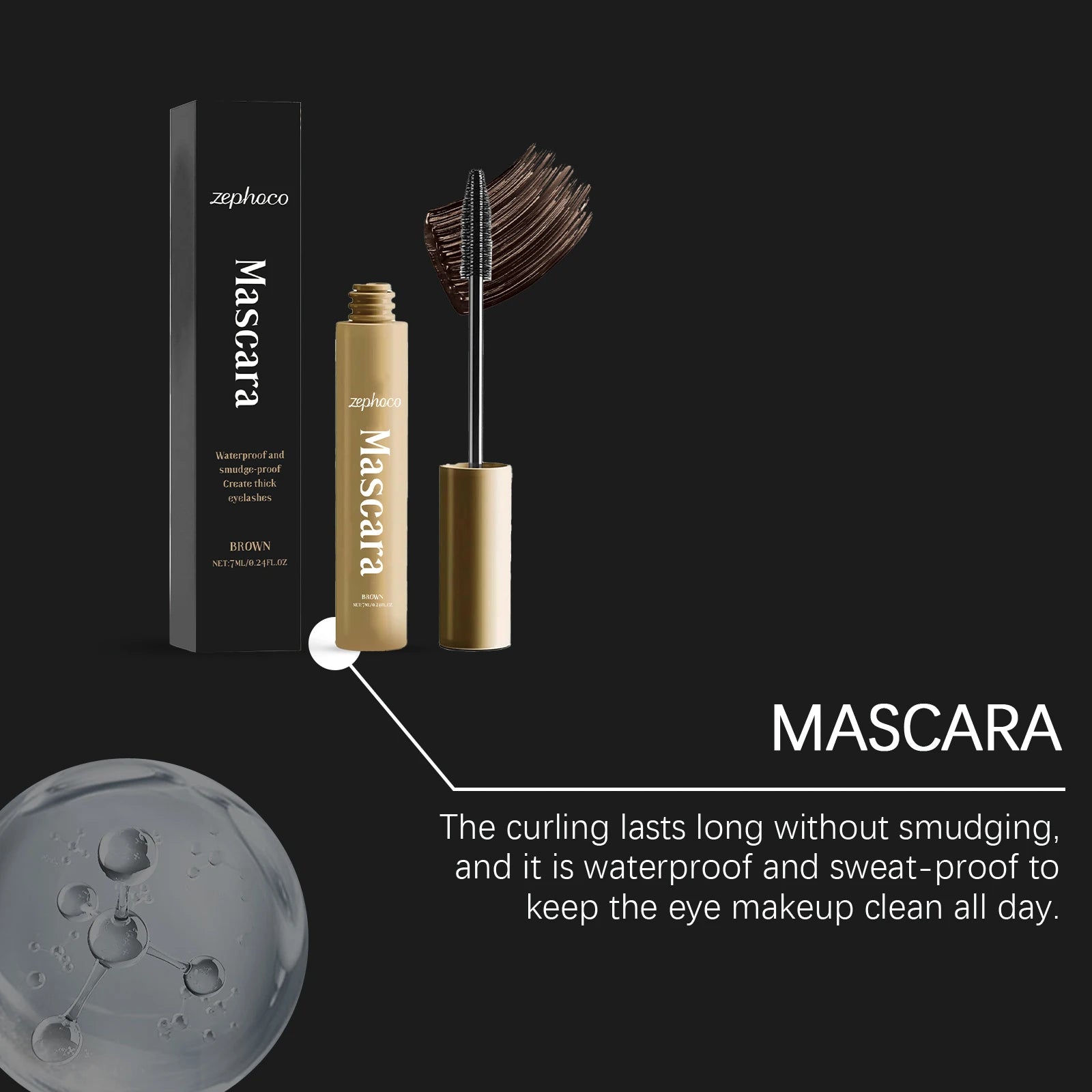Brown Mascara Natural Curls Long-Lasting Makeup Waterproof Sweatproof Lengthens Eyelashes Anti-Fouling Eye Black Eye Cosmetics